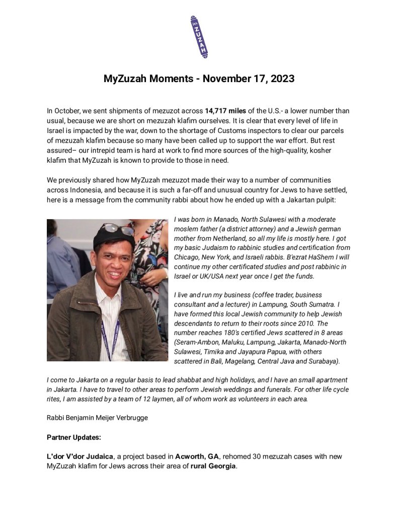 thumbnail of MyZuzah Moments – November 17, 2023
